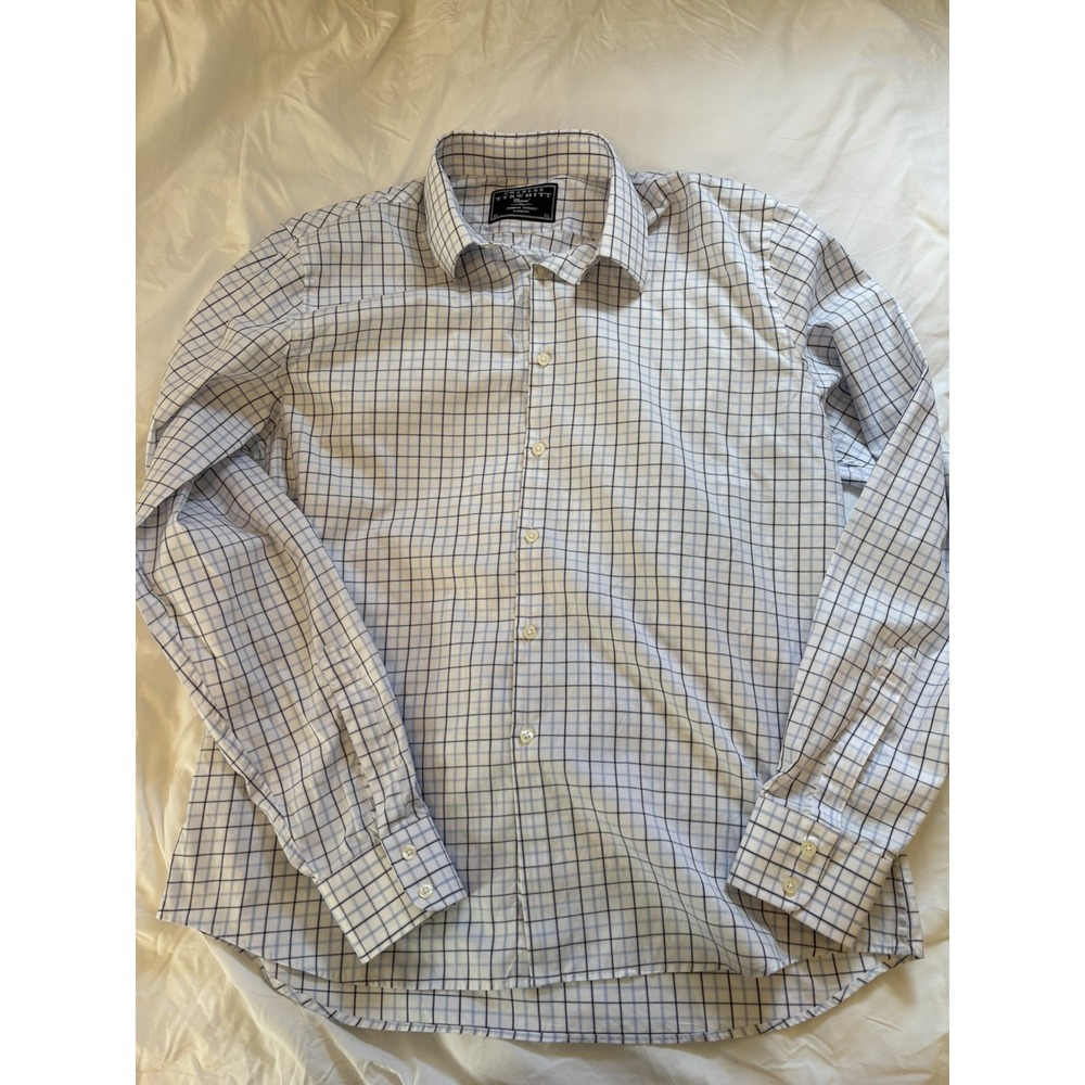 Charles Tyrwhitt Mens XL Dress Shirt Blue White  Long Sleeve